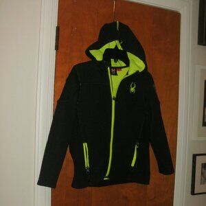 SPYDER Black & Green Hoodie Full Zip Core Sweater Jacket with Pockets size S